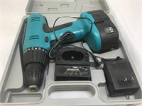 12V cordless drill with battery and charger.