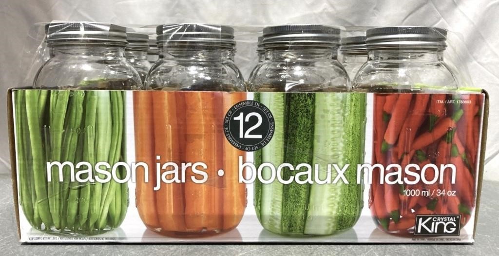 Crystal King Mason Jars Set Of 12 (missing 1)