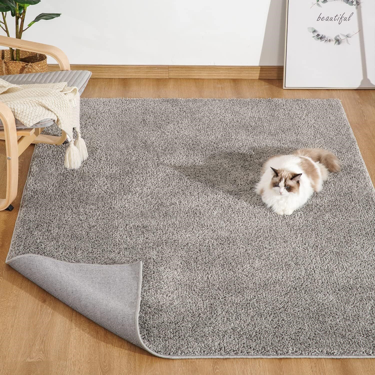 Solid Shag Rug 5x7 Machine Washable