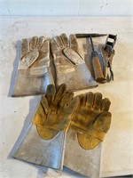 Welding gloves and tools.