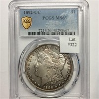 1892-CC $1 PCGS MS63 LOVELY GOLD PERIPHERAL
