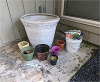 ASSORTED PLANTERS AND FUNGUS CONTROL.