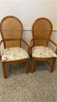 Pair Cane Back Dining Armchairs