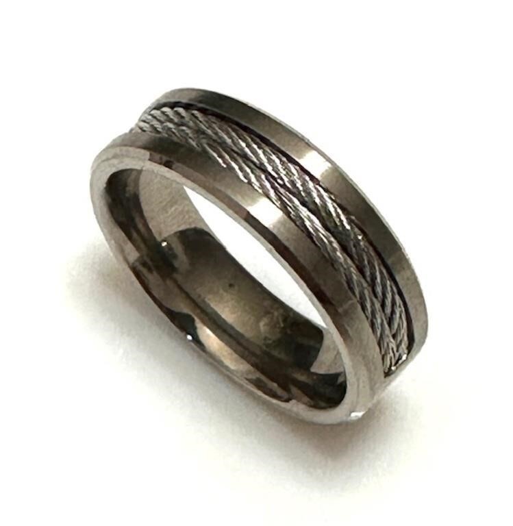 Titanium Men Cable Ring