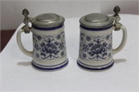 A Pair of Kobalt Miniature Steins