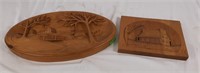 2 wood carving artworks by 2 different artists