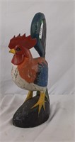 Decorative wooden rooster statue
