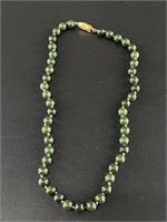 Alaskan Kobuk jade beaded necklace, knots between