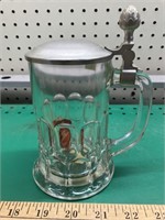 Vintage glass mug with stein style lid