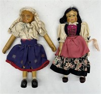 (2) Vintage Wooden Peg Dolls - Made in Germany