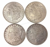 (4) 1886 U. S. Morgan 90% Silver Dollars