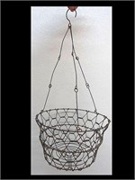 OLD HANGING WIRE EGG BASKET