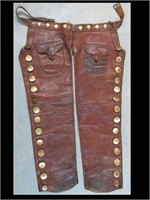 UNMARKED VINTAGE CONCHO DECORATED CHAPS