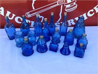 (17) Blue Wheaton Glass Bottles