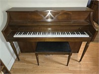 Vintage CONN Piano with Caster Wheels & Bench