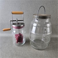 Kilner Butter Churner w/a Glass Barrel Jar w/Lid
