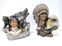 2 Native American statues