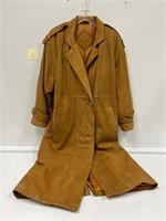 Vtg Preston & York Size M Tan Leather Trench Coat