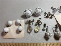 7 sets vintage earrings, 1 broken