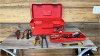 Tool box with assortment of tools