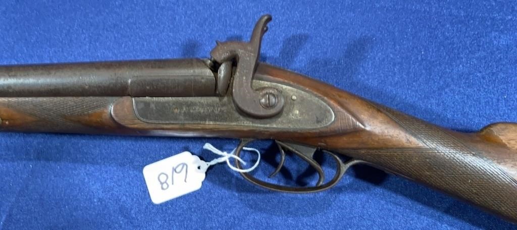 E JAMES & CO ANTIQUE DOUBLE BARRELL SHOTGUN