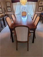 Burled Wood Harvest Dining Table with 8 Chairs