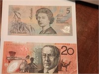 Australia $5 & $20 Polymer XF.AU11