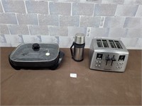 4 Slice toaster, electric cooking pan, Thermos