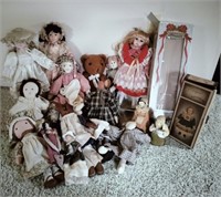 Porcelain & Cloth Dolls, Figural Hand Bells, Bear