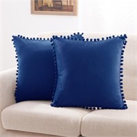 O573  Deconovo Velvet Pom Poms Pillow Covers