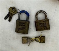 Three Old Locks-2 keys