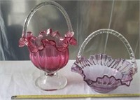 Fenton Inspired Glass Brides Basket with Clear