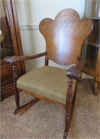 Tiger Oak Rocking Chair With Upholstered Seat