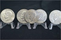 (5) EISENHOWER DOLLAR COINS, ‘71, ‘72, ‘74, ‘77,