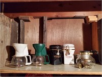 Coffee pots, canisters, measuring scoop