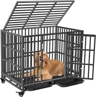 42inch Heavy Duty Dog Crate with Lockable Wheels