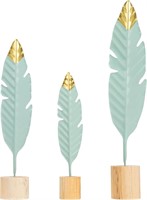 LAHONI 3pc Mint Green Feather Statues