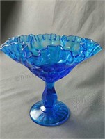 Fenton Thumbprint Tall Open Compote Colonial Blue