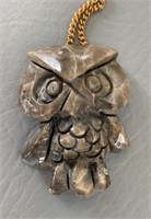 Petoskey Stone Hand Carved Owl Pendant