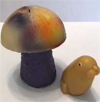 1970s Wax Works Mushroom Candle and Little Yellow