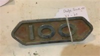 Vintage Dodge Truck 100 Badge Emblem