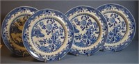 Four Spode blue & white 'Grasshopper' plates
