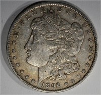 1892 MORGAN DOLLAR, XF/AU ORIGINAL