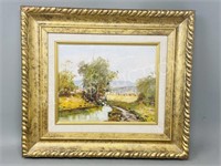 original painting - Pond at the Village by Mimar