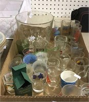 Box lot of assorted shot glasses including a