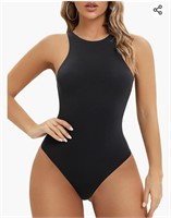 ($45) SHAPERX Long Sleeves Thong Bodysuits