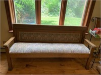 OAK BENCH UPHOLSTERED BACK AND SEAT