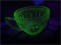 Vintage Uranium Vaseline Depression Glass Cup