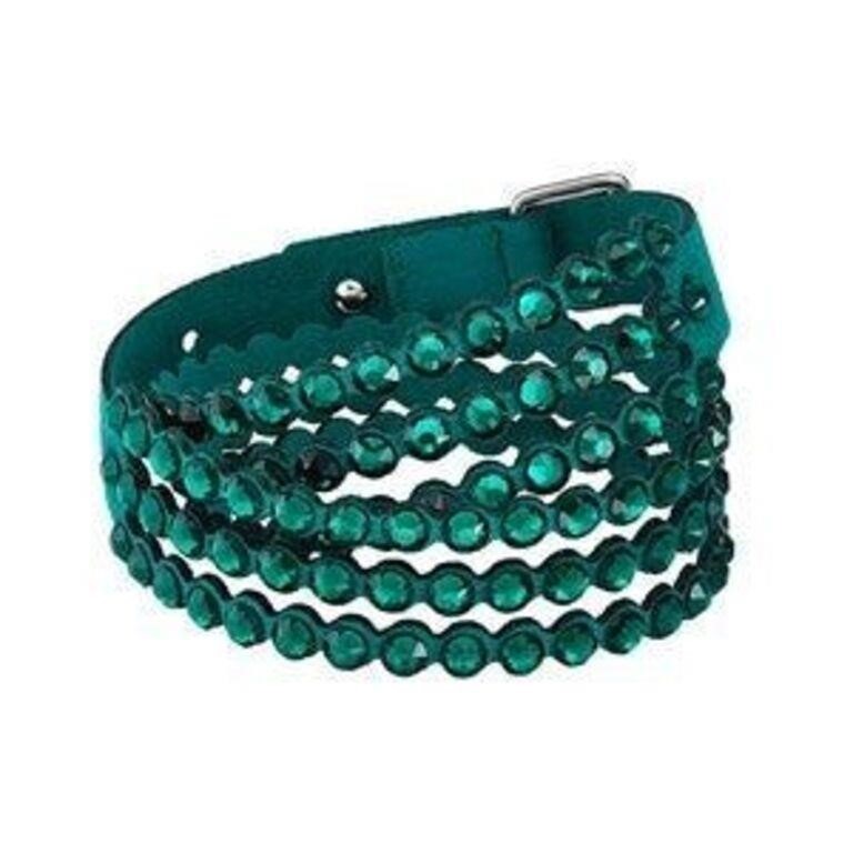 $79 Swarovski Green Fabric Crystals Bracelet