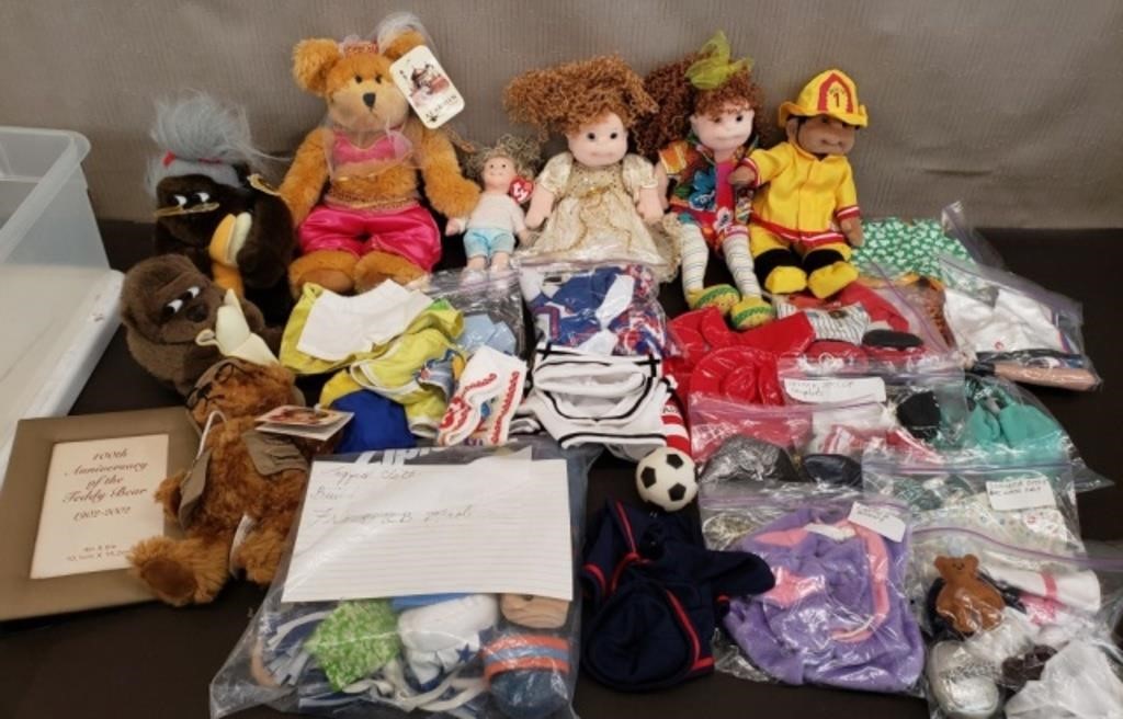 Lot of Ty and Dolls w/ Large Assortment of